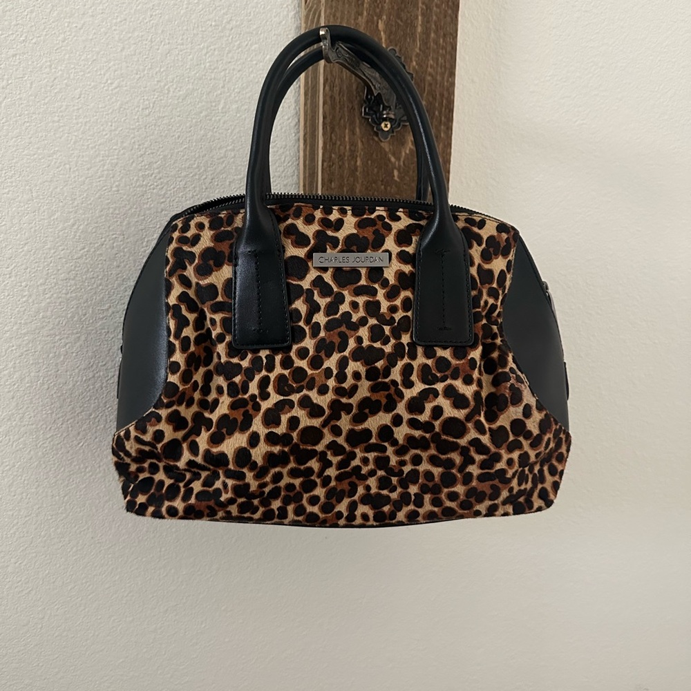 Charles Jourdan Animal Print Satchel with Black Accents